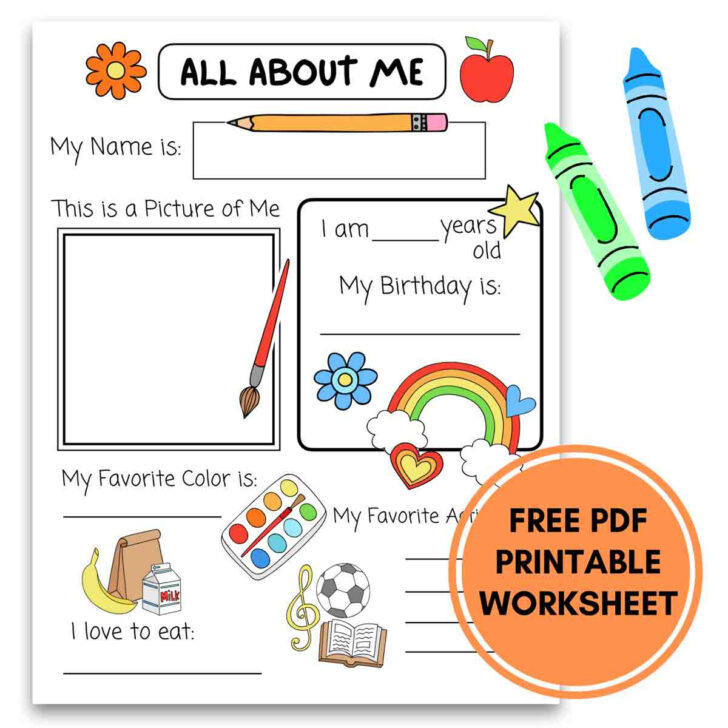 Printable All About Me Worksheet Kindergarten