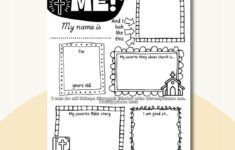All About Me Printable Sheet For Sunday School, Church in All About Me Christian Worksheet