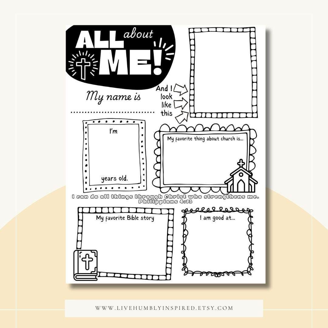 All About Me Printable Sheet For Sunday School, Church with regard to All About Me Worksheet Catholic