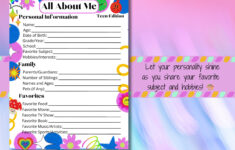 All About Me Printable Template Editable Template Get To Know You in Teenage Introduction Sheet All About Me