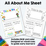 All About Me Printable W/ Bonus Kindergarten Common Core Sheet For All About Me Worksheet Early Years