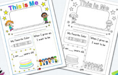 All About Me Printable W/ Bonus Kindergarten Common Core Sheet for All About Me Worksheet Early Years