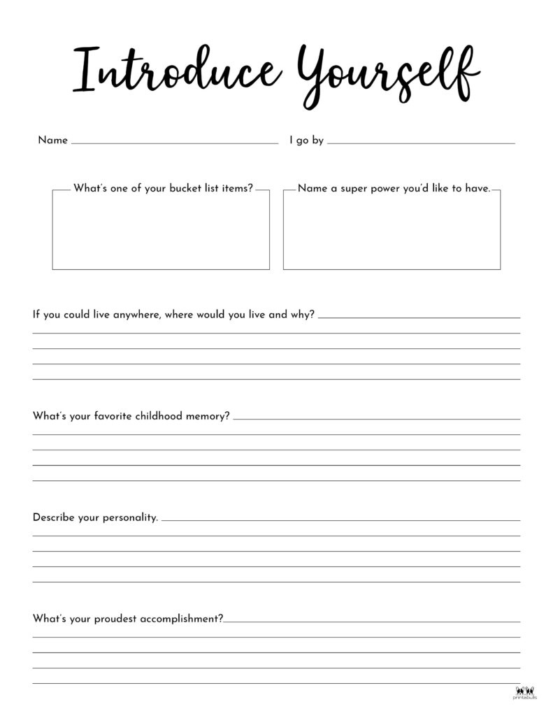 All About Me Printable Worksheets - 50 Free Printables | Printabulls regarding Getting To Know Me Worksheet For High School