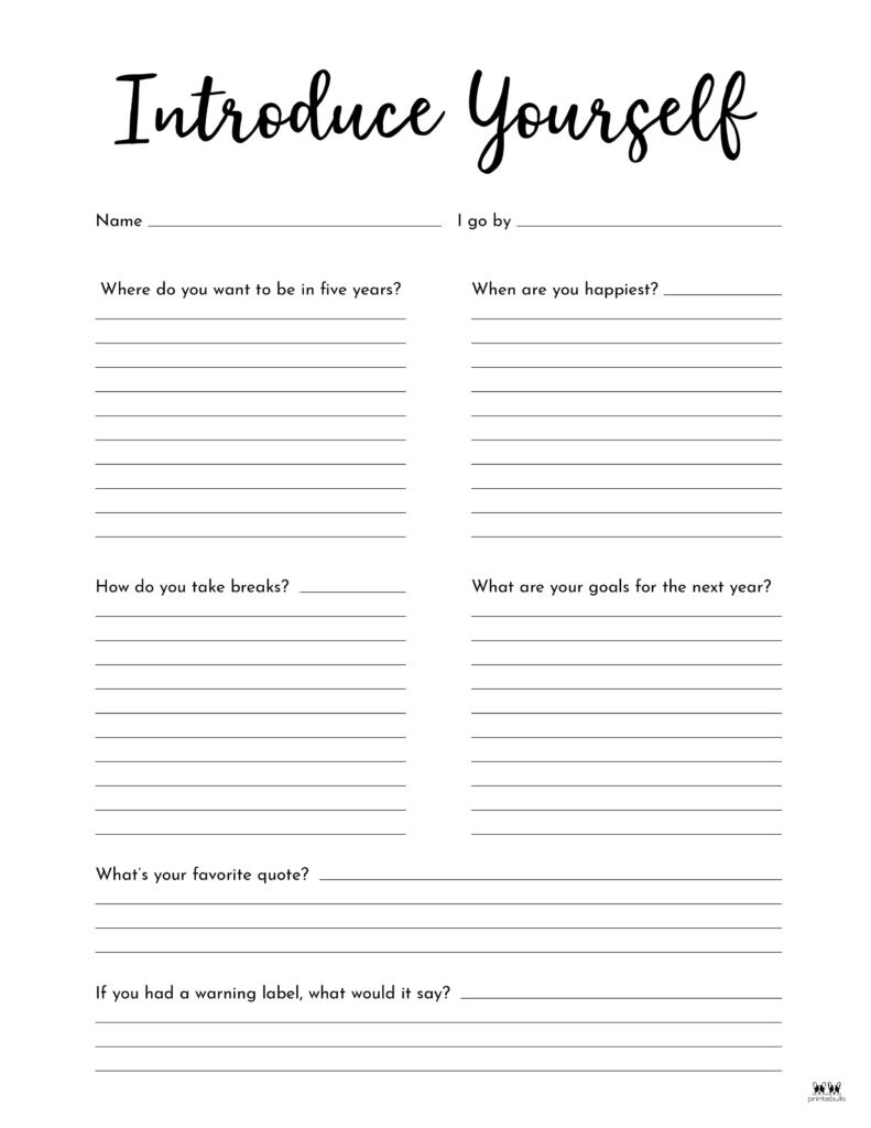 All About Me Printable Worksheets - 50 Free Printables | Printabulls within All About Me Worksheet For Adults