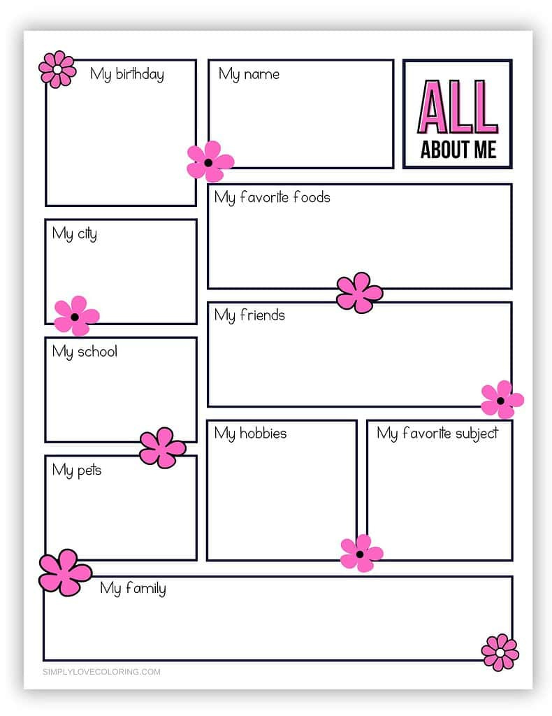 All About Me Printable Worksheets (Free Pdf Printables) - Simply pertaining to All About Me Flower Free Printable