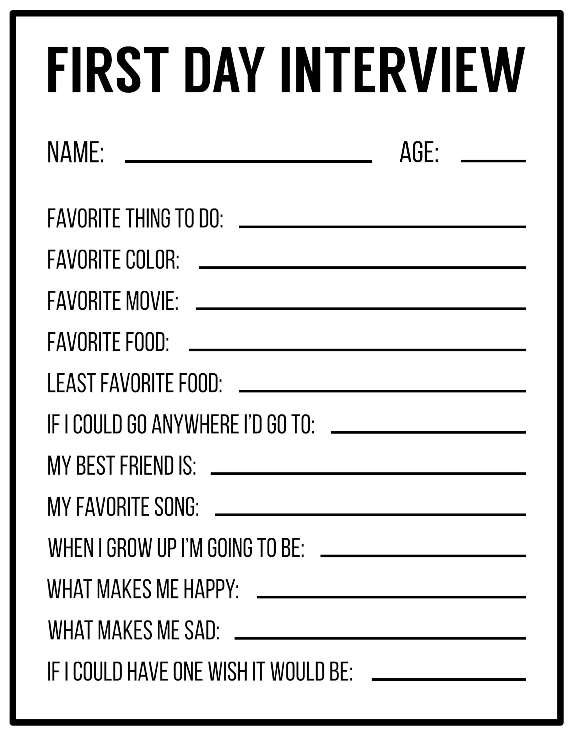 All About Me Printables {Interview Template} - Paper Trail Design inside About Me Form For Teens