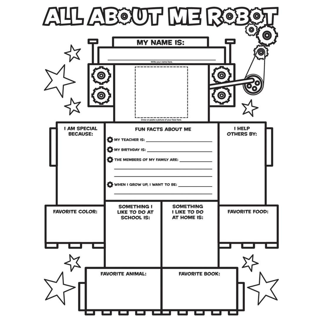 All About Me Robot Posters 30-Count Packagescholastic inside All About Me Robot Worksheet