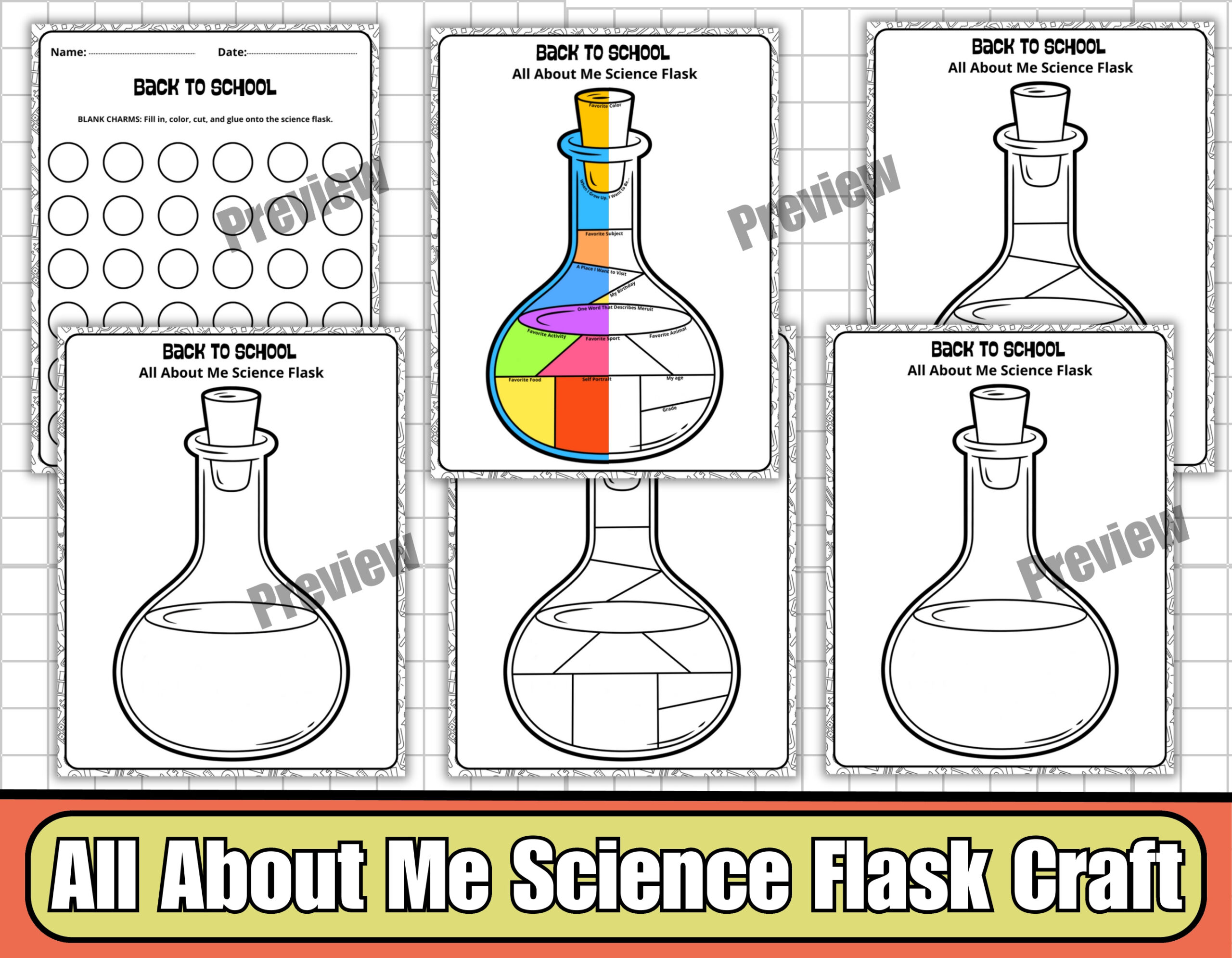 All About Me Science Flask Craft | Get To Know Me Activity-First within All About Me Worksheet Science Flask