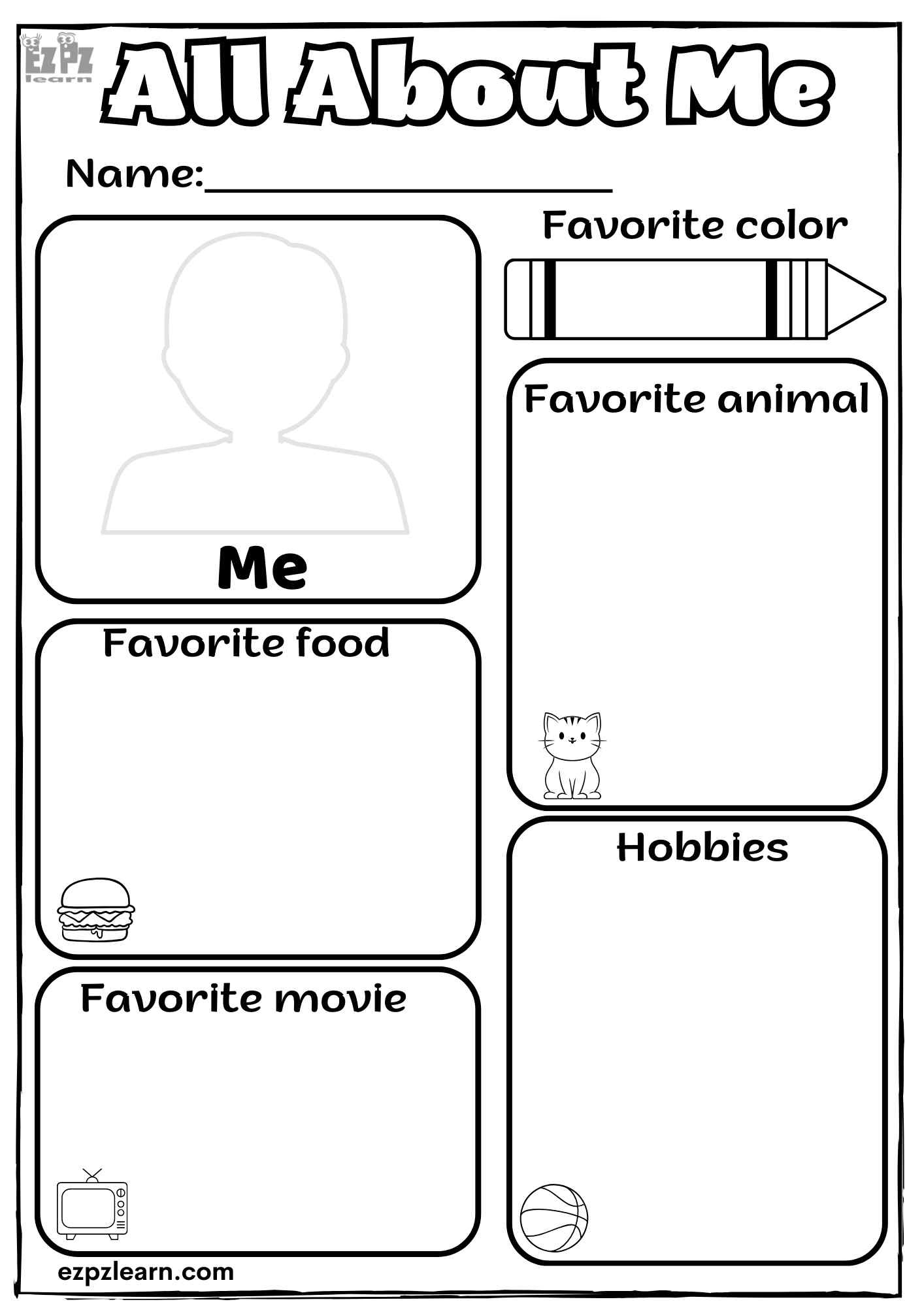 All About Me Self Introduction Kindergarten Practice Activity with All About Me Worksheet With Answers For Kindergarten