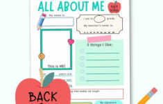 All About Me - Special Back To School Printable pertaining to All About Me Worksheet Back To School