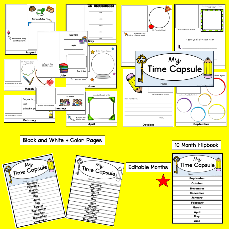 All About Me Time Capsule 10 And 12 Month Activity Flipbook inside All About Me Time Capsule Worksheet