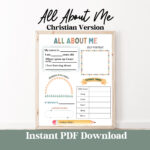 All About Me Worksheet Christian Teacher Resources Favorite Things Inside All About Me Worksheet Catholic