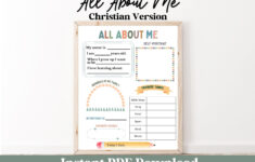 All About Me Worksheet Christian Teacher Resources Favorite Things inside All About Me Worksheet Catholic