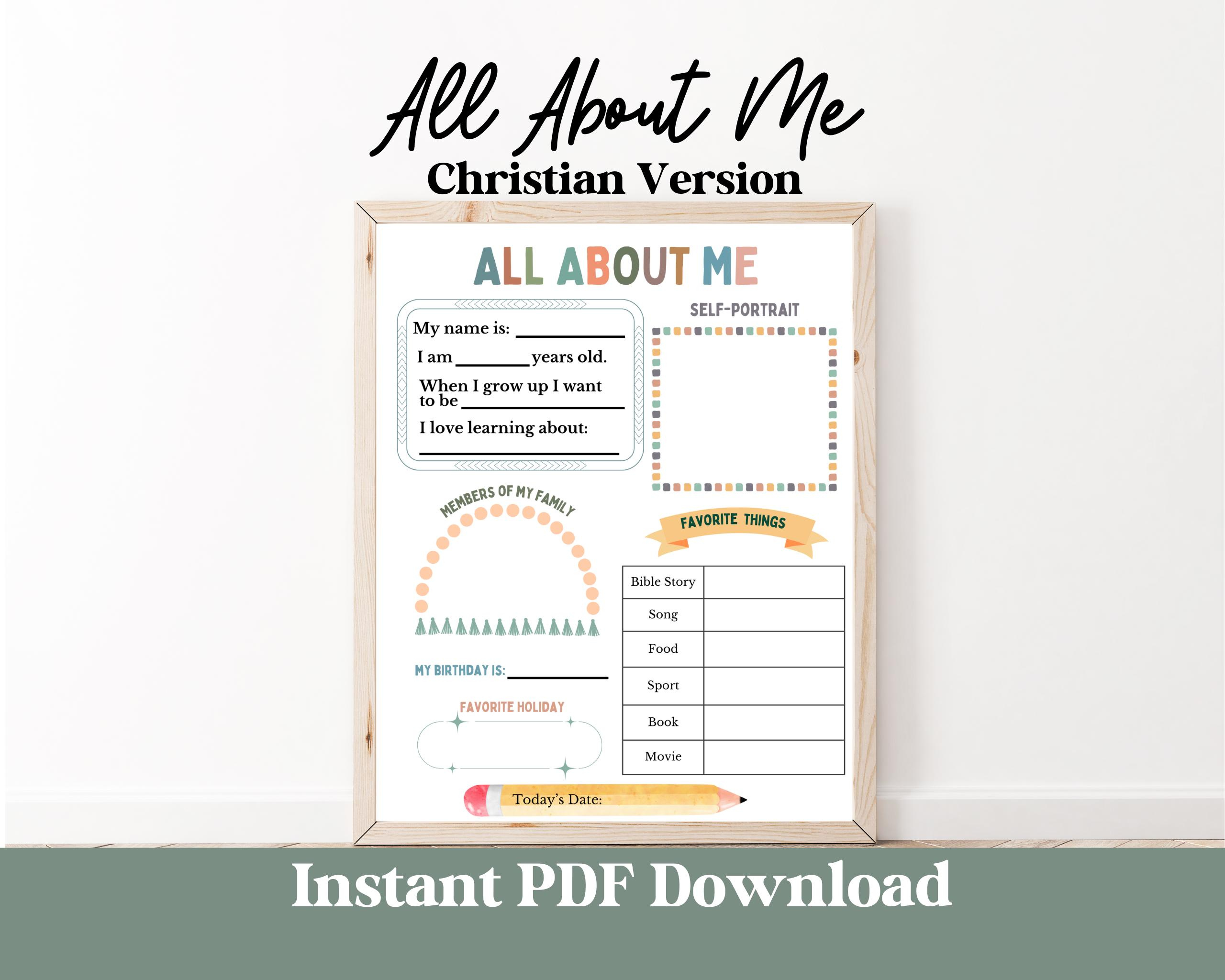 All About Me Worksheet Christian Teacher Resources Favorite Things intended for All About Me Christian Worksheet