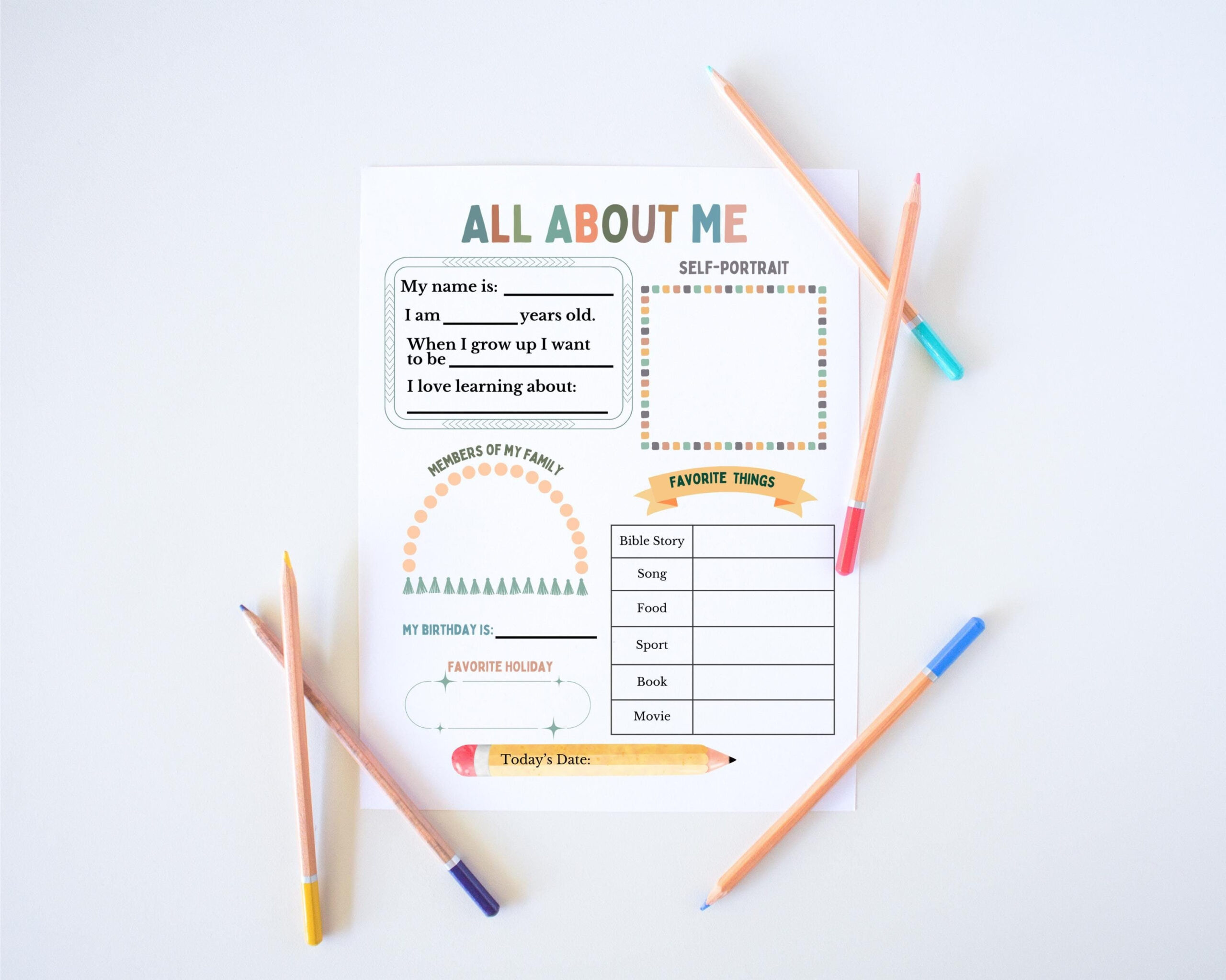 All About Me Worksheet Christian Teacher Resources Favorite Things within All About Me Christian Worksheet