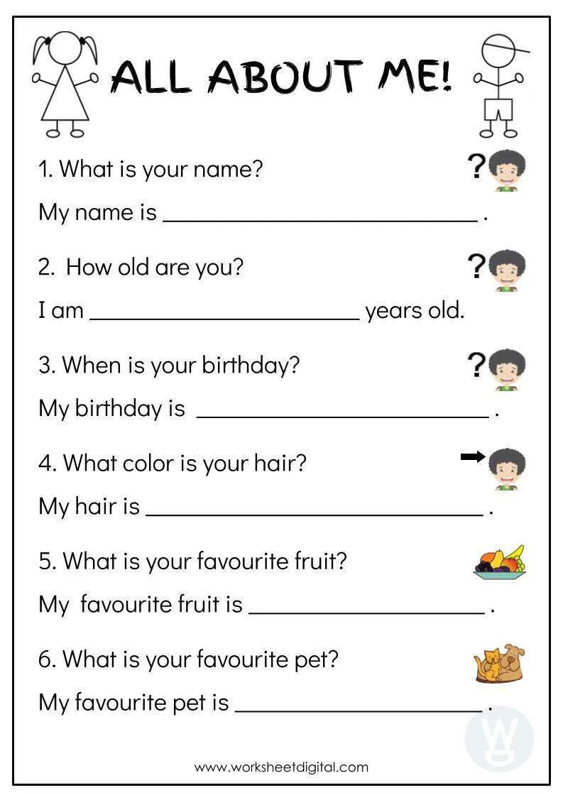 All About Me - Worksheet Digital | #1 Teacher-Made Resources intended for Worksheet Digital Com All About Me
