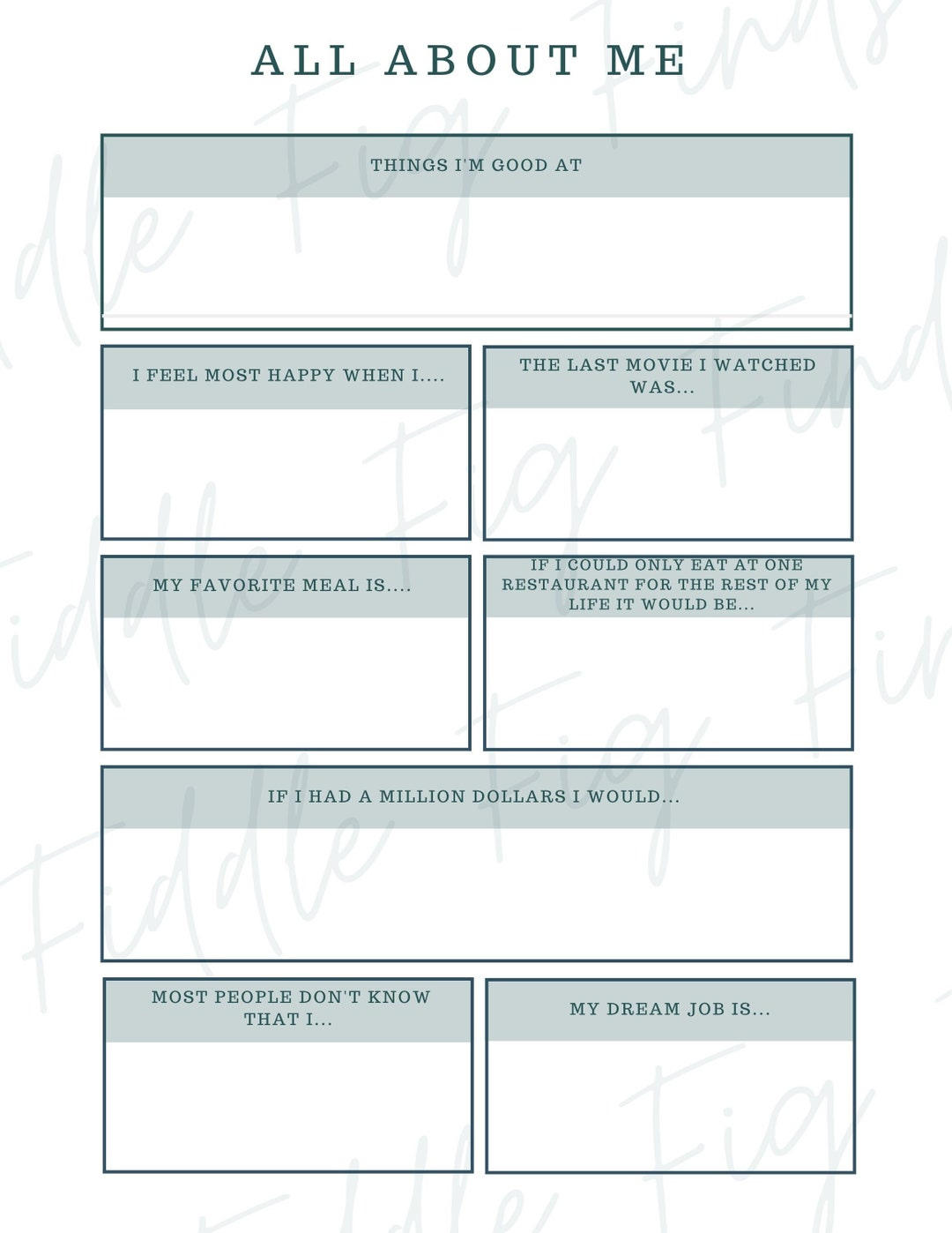 All About Me Worksheet Digital Download - Therapy Rapport Builder in Therapy Purpose of All About Me Worksheet