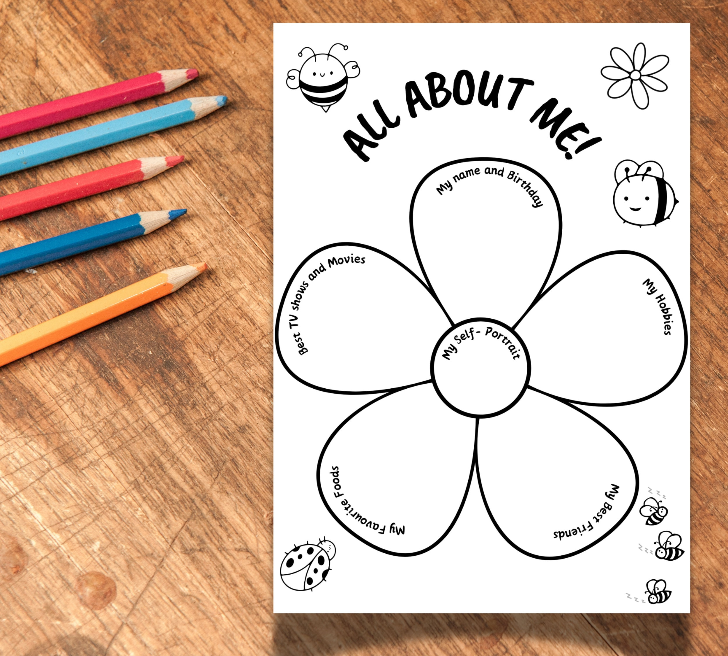 All About Me Worksheet For Kids Digital Download | Printable within All About Me Flower Printable For Kids