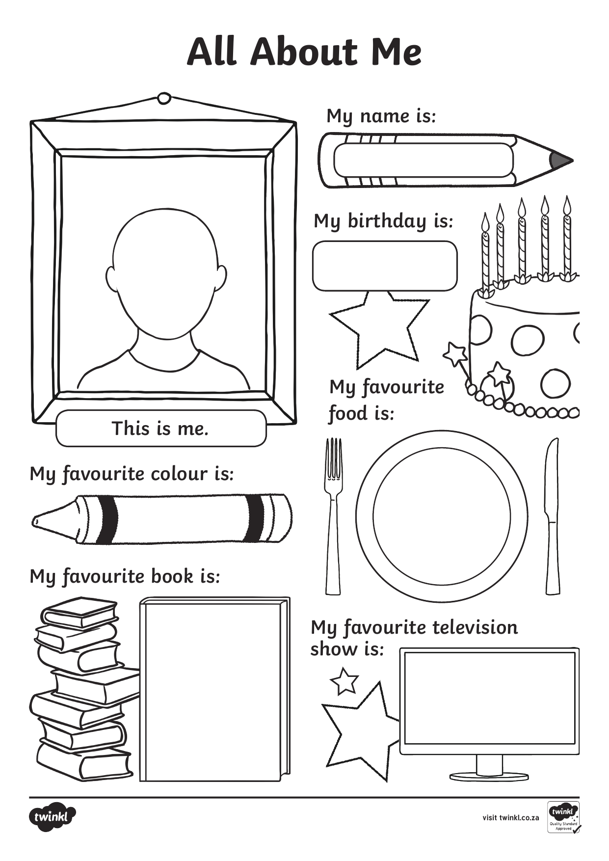 All About Me Worksheet For Kids regarding All About Me Worksheet Twinkl