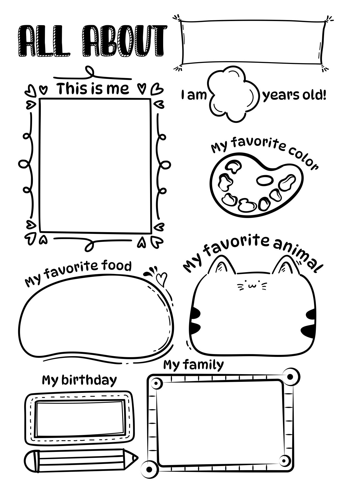 All About Me Worksheet For Kindergarten - 20 Free Pdf Printables for All About Me Worksheet For Lkg
