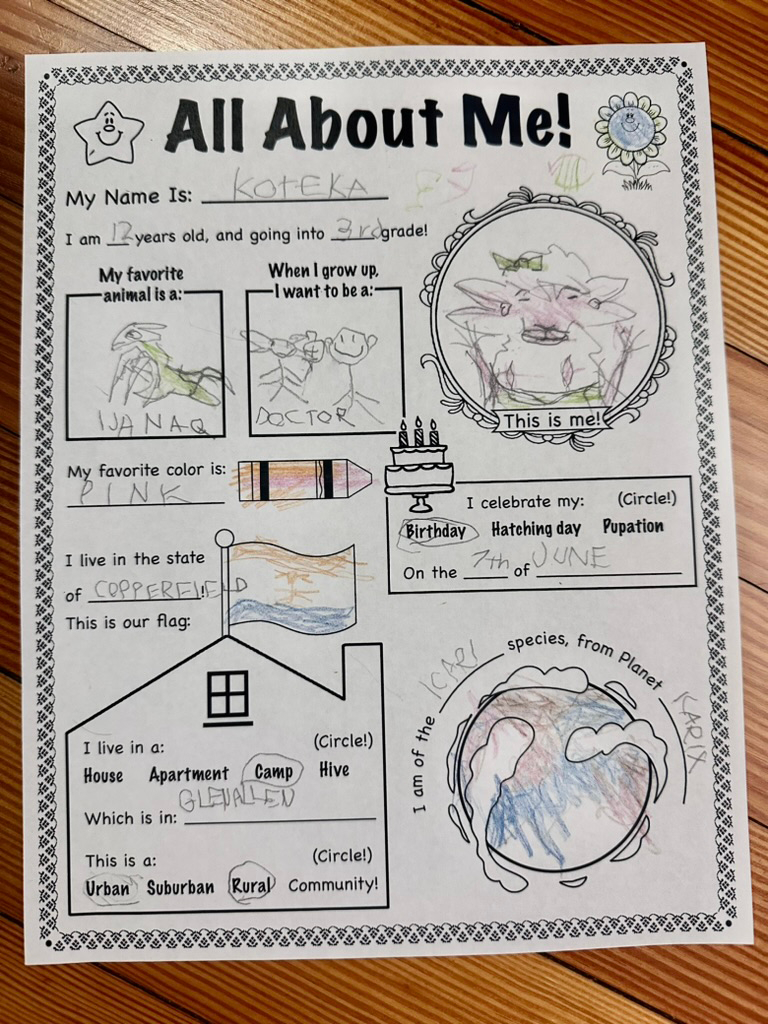 All About Me! - Worksheet From An Alien Community, United States for All About Me Worksheet Solved