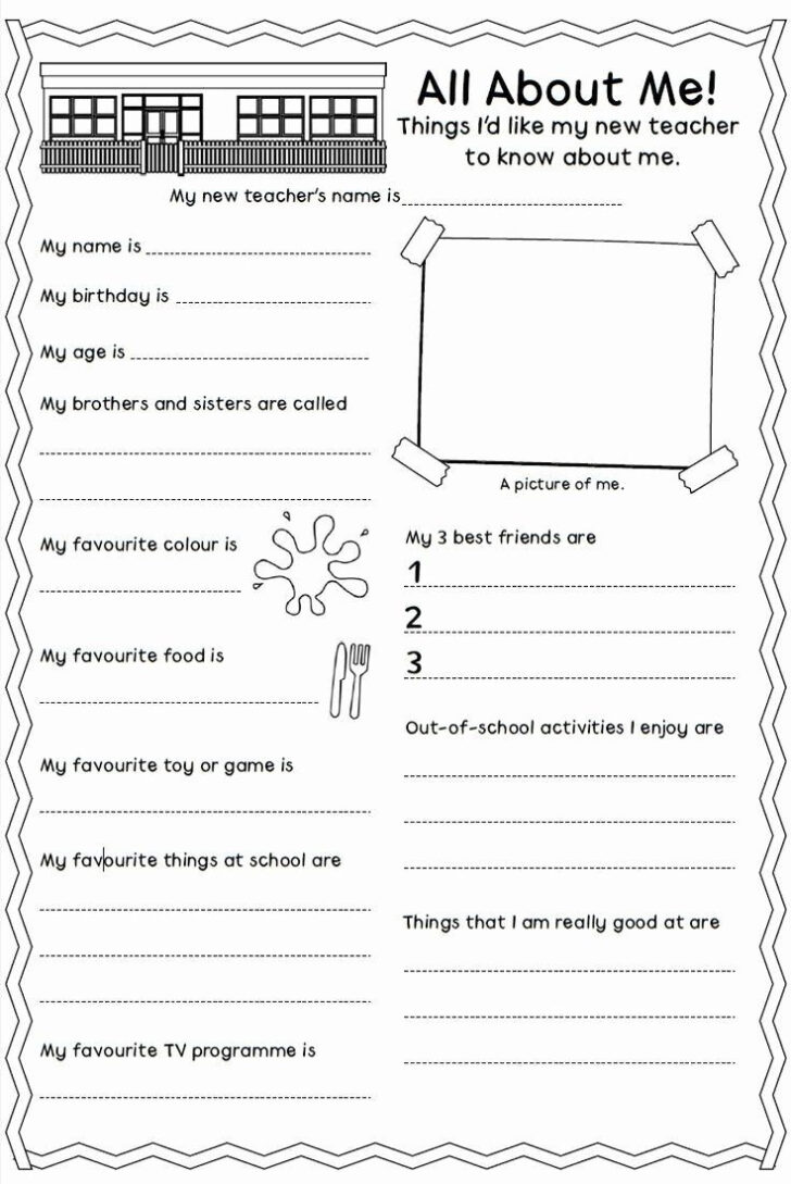 All About Me Worksheet For 3rd Graders