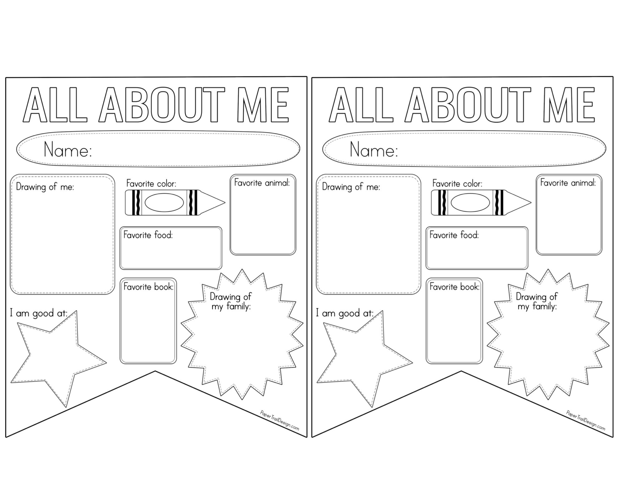 All About Me Worksheet Printable - Paper Trail Design with All About Me Worksheet Banner