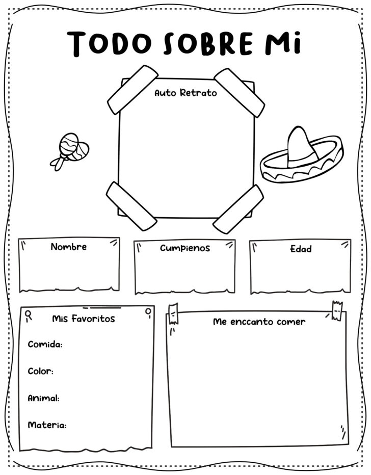 All About Me Worksheet in Spanish Printable