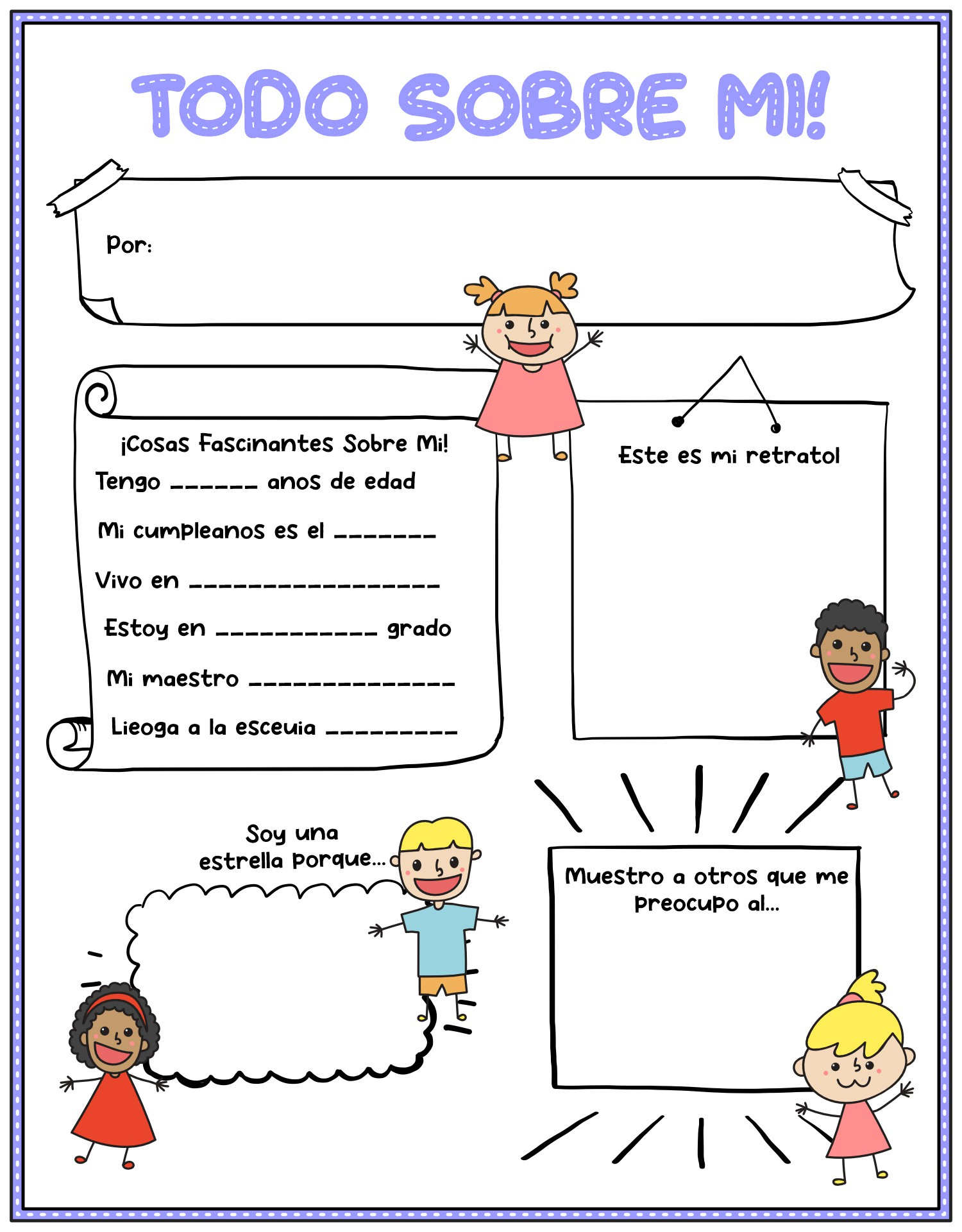 All About Me Worksheet Spanish - 20 Free Pdf Printables | Printablee pertaining to All About Me Worksheet Spanish Free Download