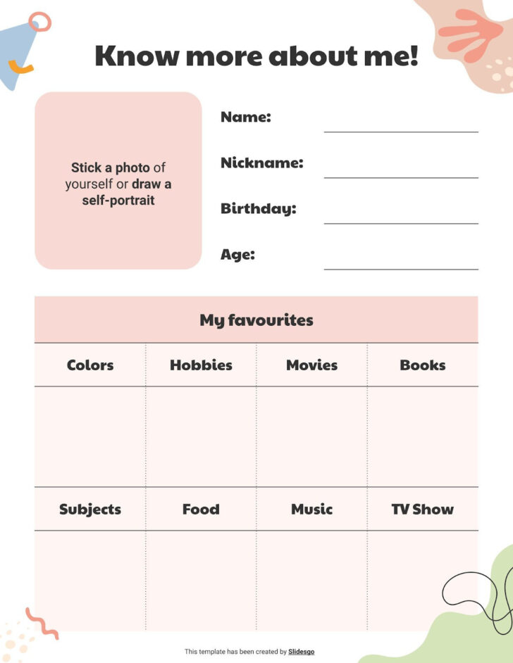 All About Me Mental Health Worksheet