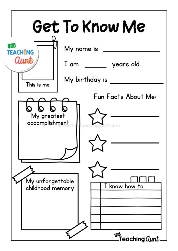 All About Me Math Worksheet Free