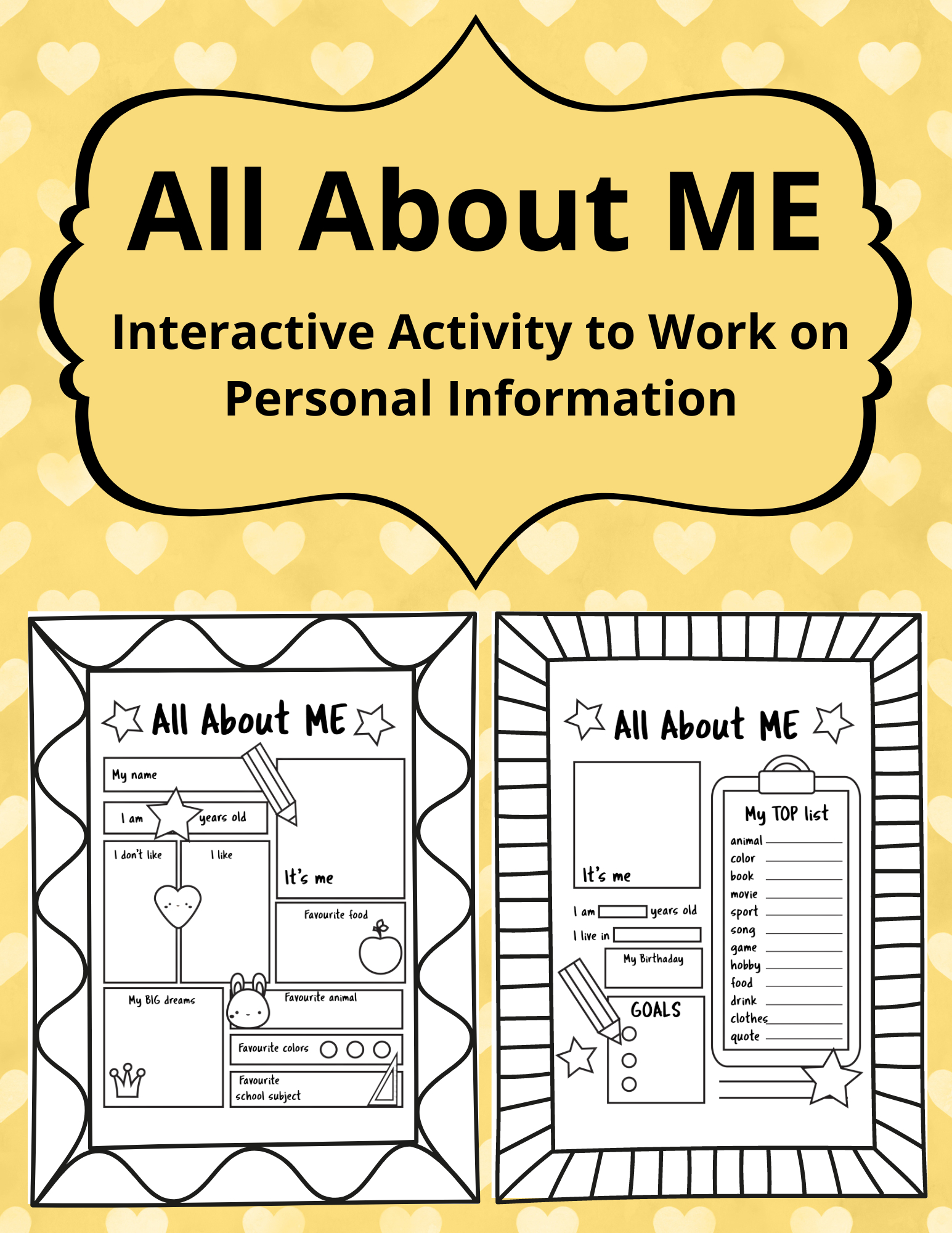 All About Me Worksheets - Interactive Activity To Work On Personal throughout All About Me Interactive Worksheet