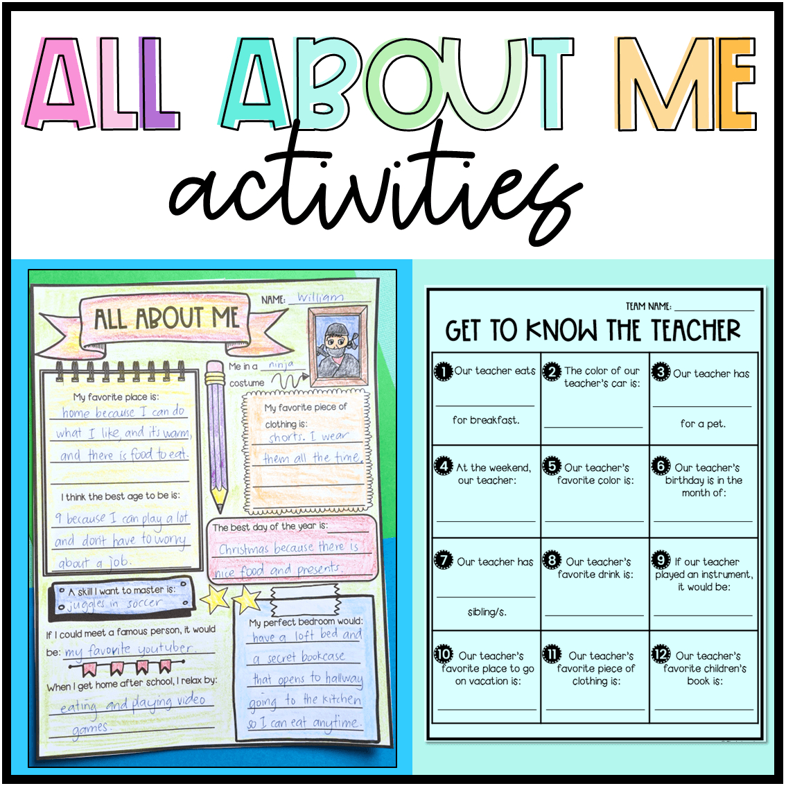 Back To School All About Me, Getting To Know You 4Th,5Th,6Th,7Th,8Th Grade inside All About Me Worksheet 8Th Grade