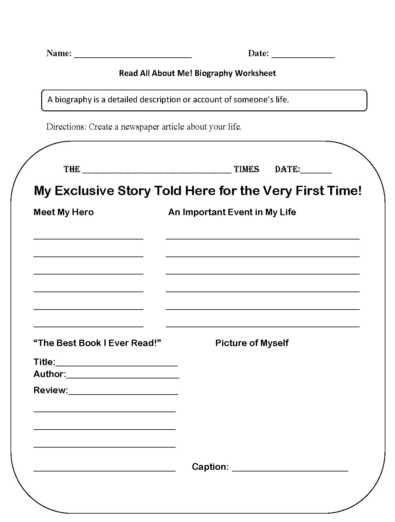 Back To School Worksheets | Read All About Me Back To School regarding All About Me Newspaper Worksheet