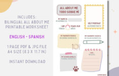 Bilingual All About Me Printable Worksheet | English Spanish Todo pertaining to All About Me Worksheet English And Spanish