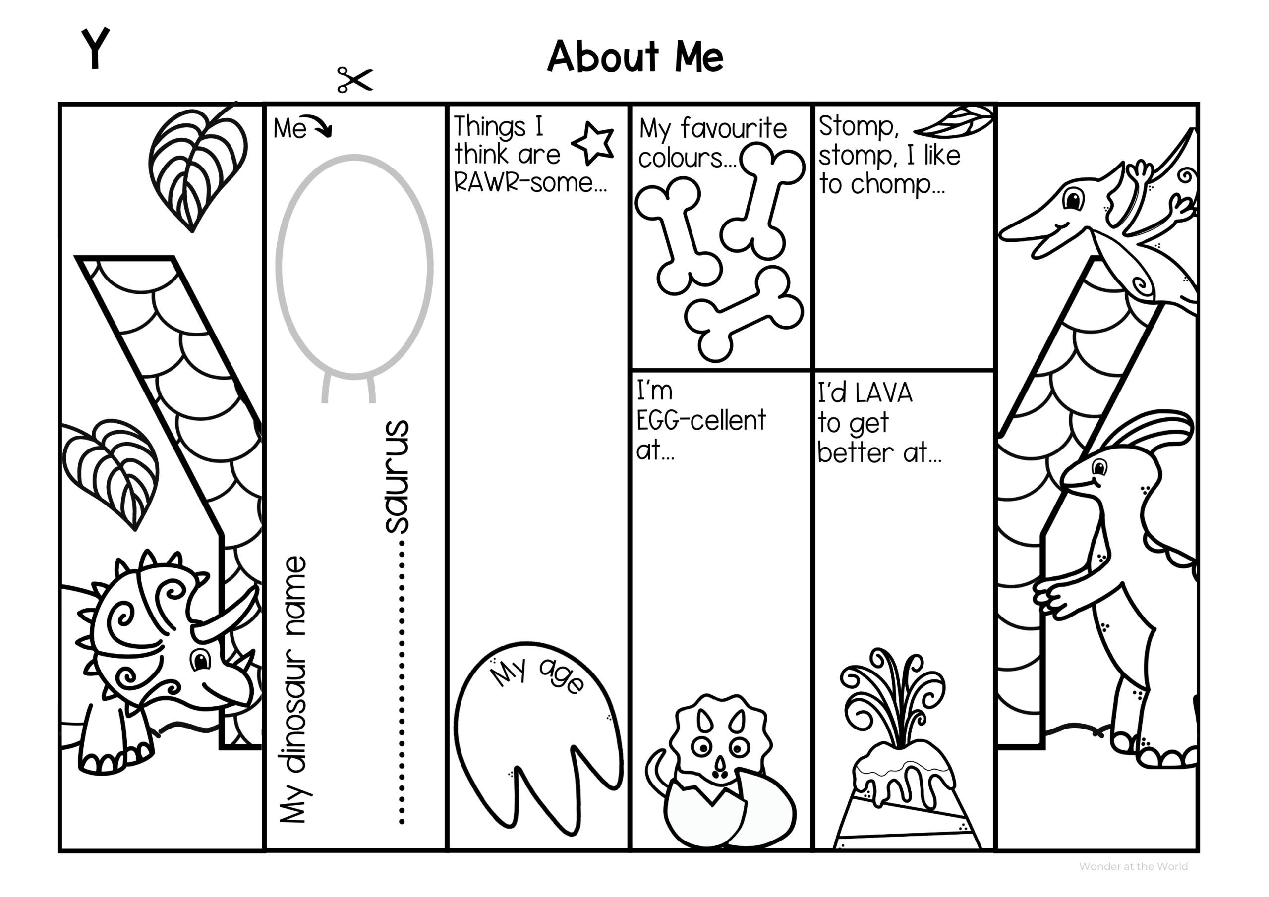 Dinosaur All About Me Foldable Mini-Books Back To School with regard to All About Me Worksheet Tes
