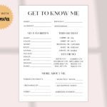 Employee Questionnaire Printable: All About Me, Favorites List For All About Me Worksheet For Employees