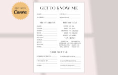 Employee Questionnaire Printable: All About Me, Favorites List for All About Me Worksheet For Employees