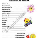 Expressions   All About Me   Esl Worksheetlivelovedlearned With All About Me Worksheet Solved
