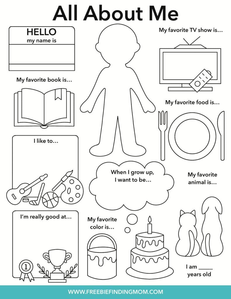Free All About Me Worksheet within All About Me Worksheet Coloring