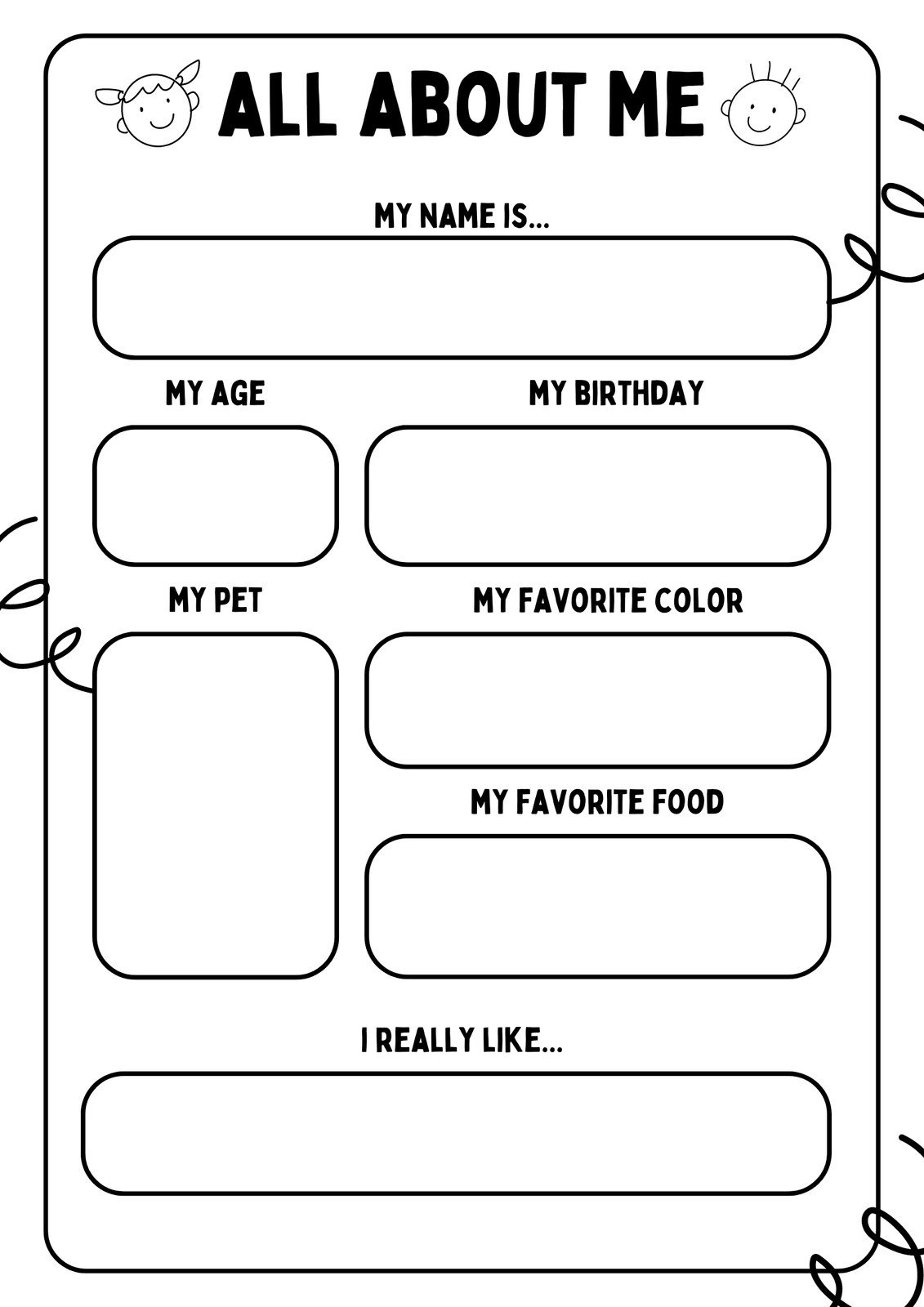 Free And Printable All About Me Worksheet Templates | Canva in All About Me Preschool Worksheet Free Printable