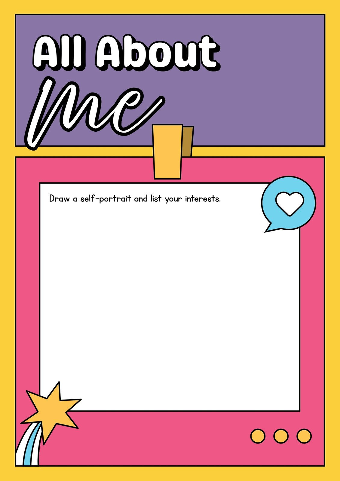 Free And Printable All About Me Worksheet Templates | Canva pertaining to All About Me Worksheet Colorful