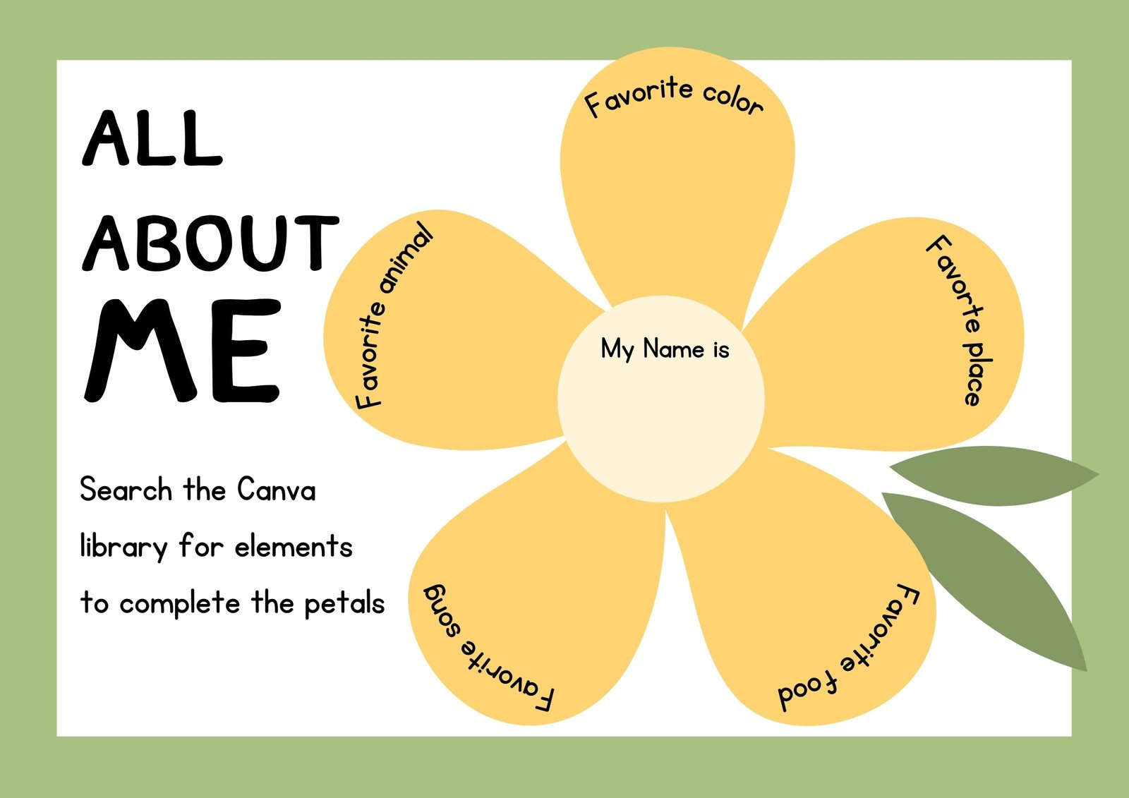 Free And Printable All About Me Worksheet Templates | Canva pertaining to Free All About Me Flower Printable