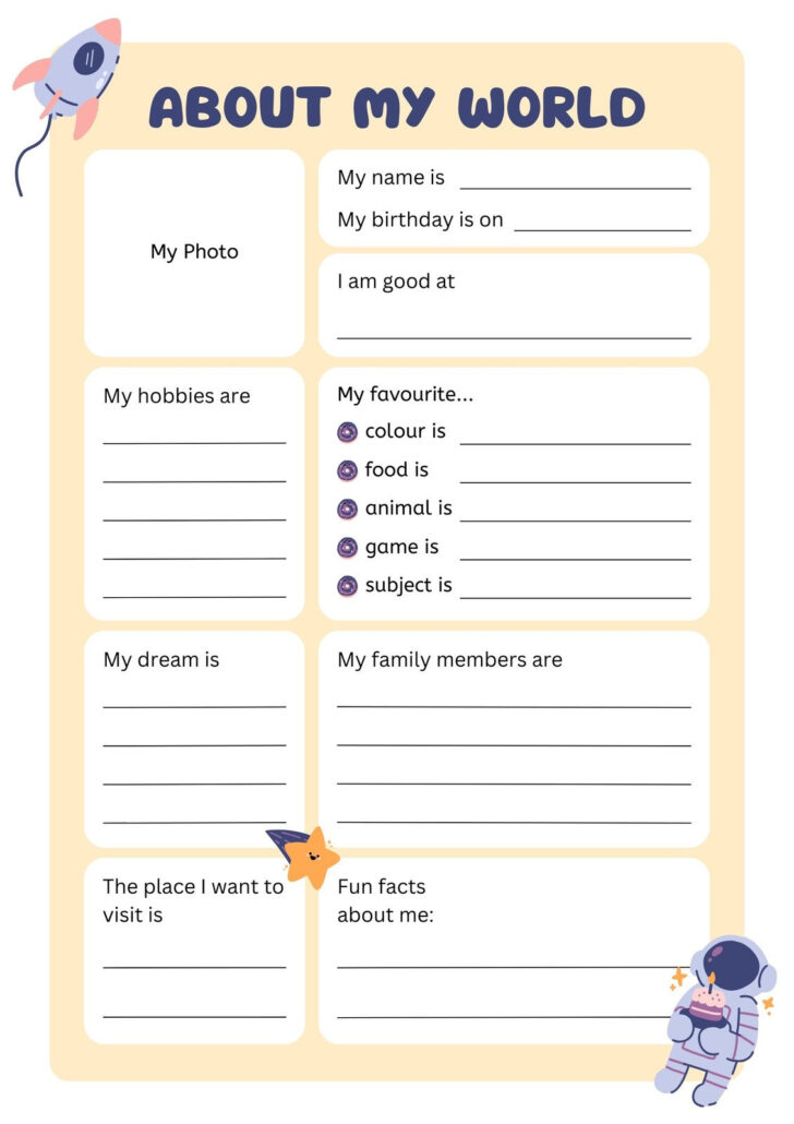 All About Me Worksheet With Answers For Adults