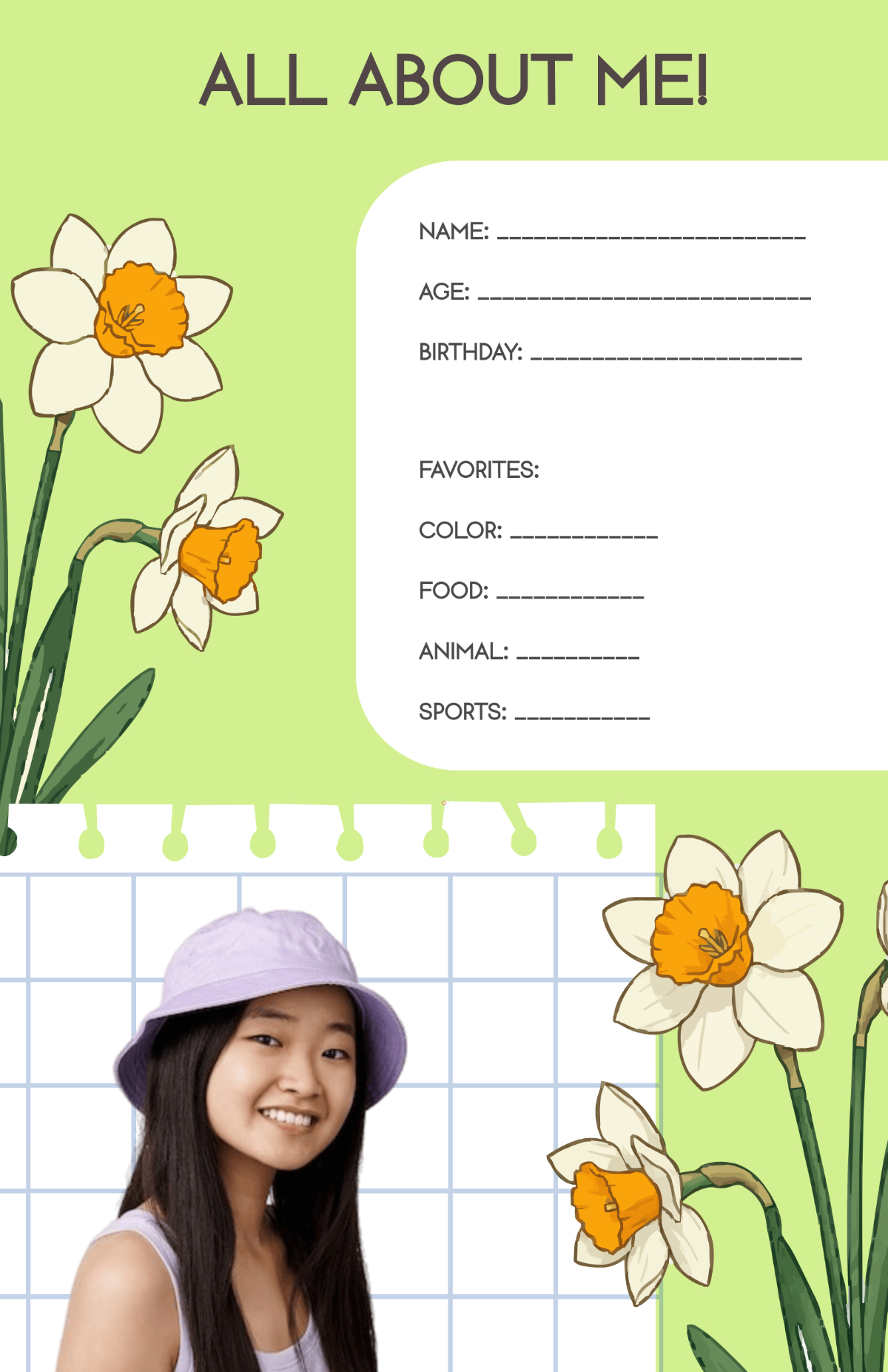 Free Creative All About Me Flower Poster Template To Edit Online in Free All About Me Flower Printable
