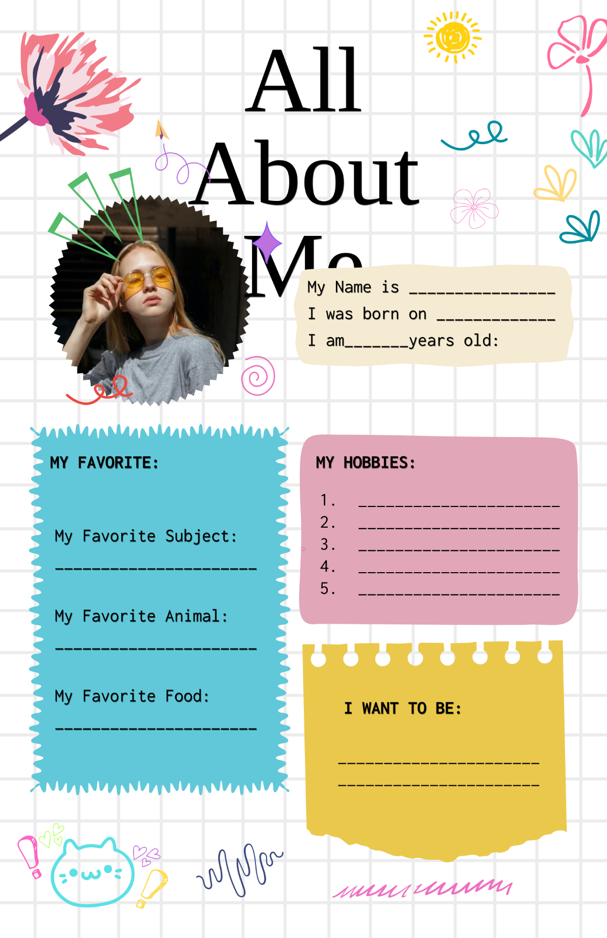 Free Creative All About Me Flower Poster Template To Edit Online in Free All About Me Flower Printable