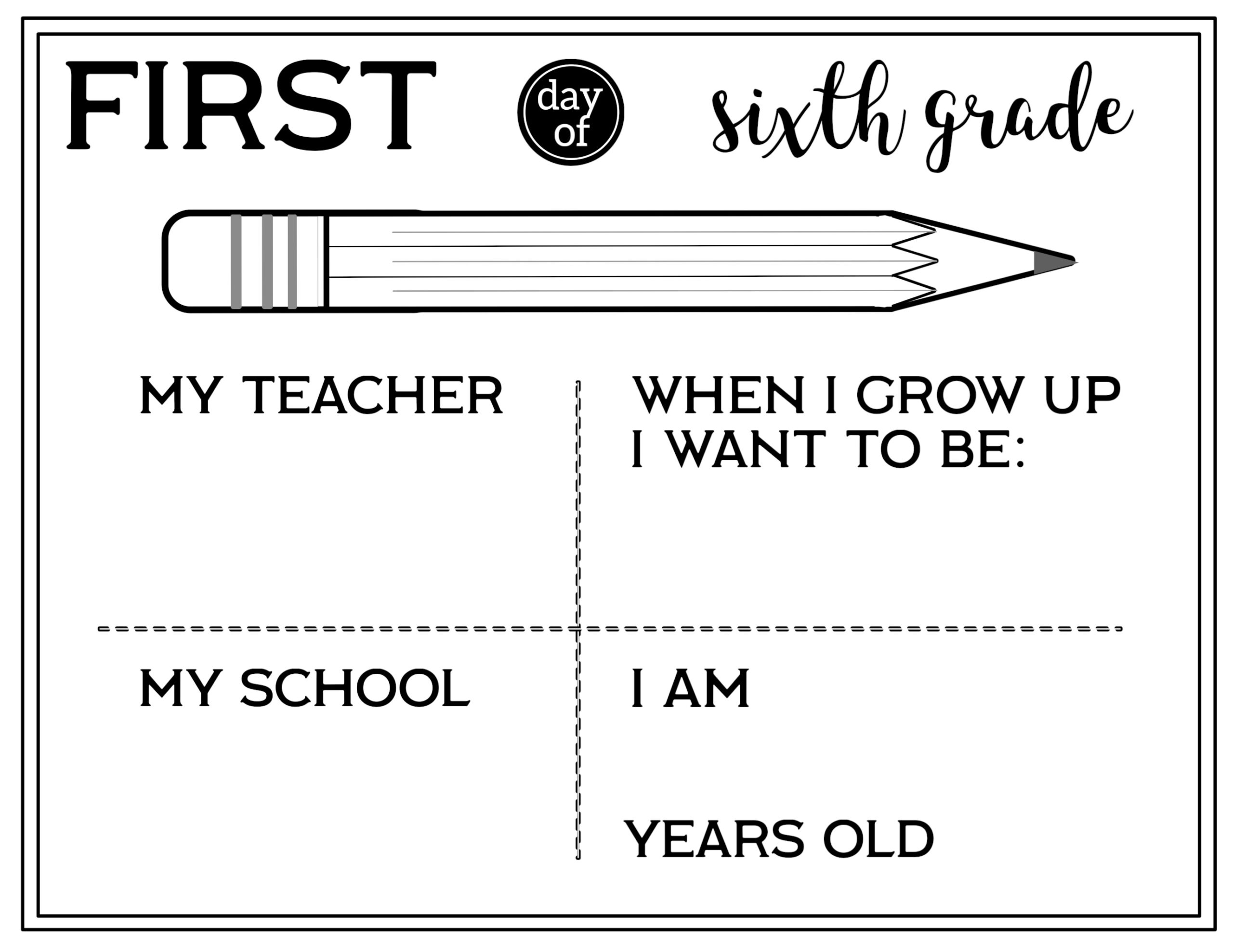 Free Printable First Day Of School All About Me Sign - Paper Trail pertaining to Worksheet All About Me Sixth Grade