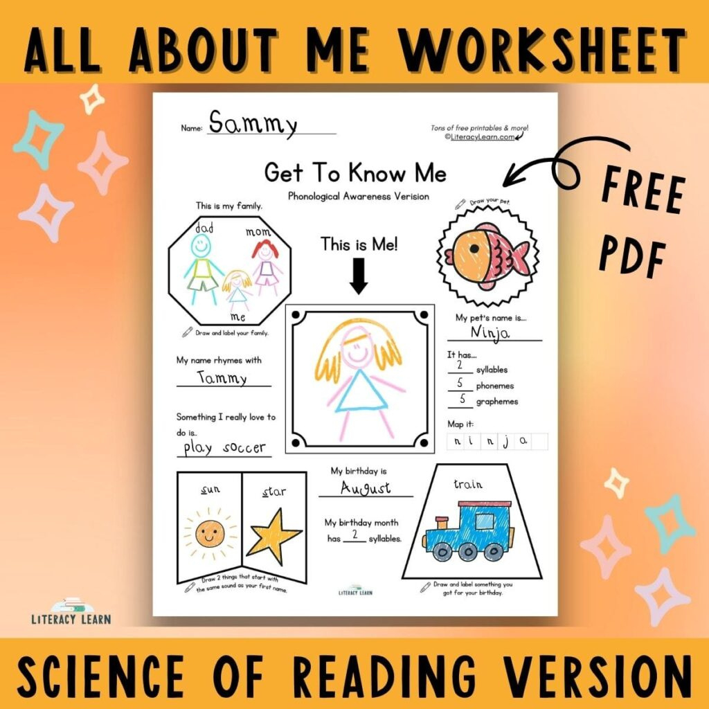 Free Science Of Reading-Aligned Get To Know Me Worksheet inside All About Me Worksheet Science