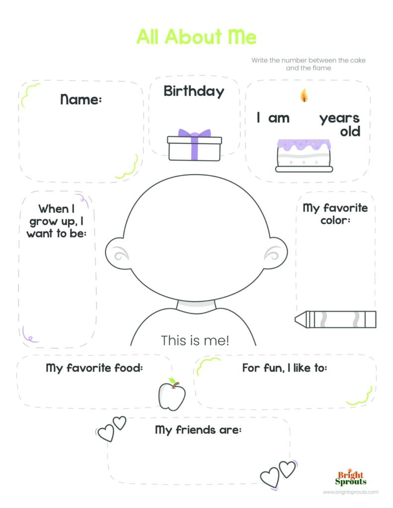 Fun Printable All About Me Worksheets (Free) in All About Me Worksheet 3 Year Old