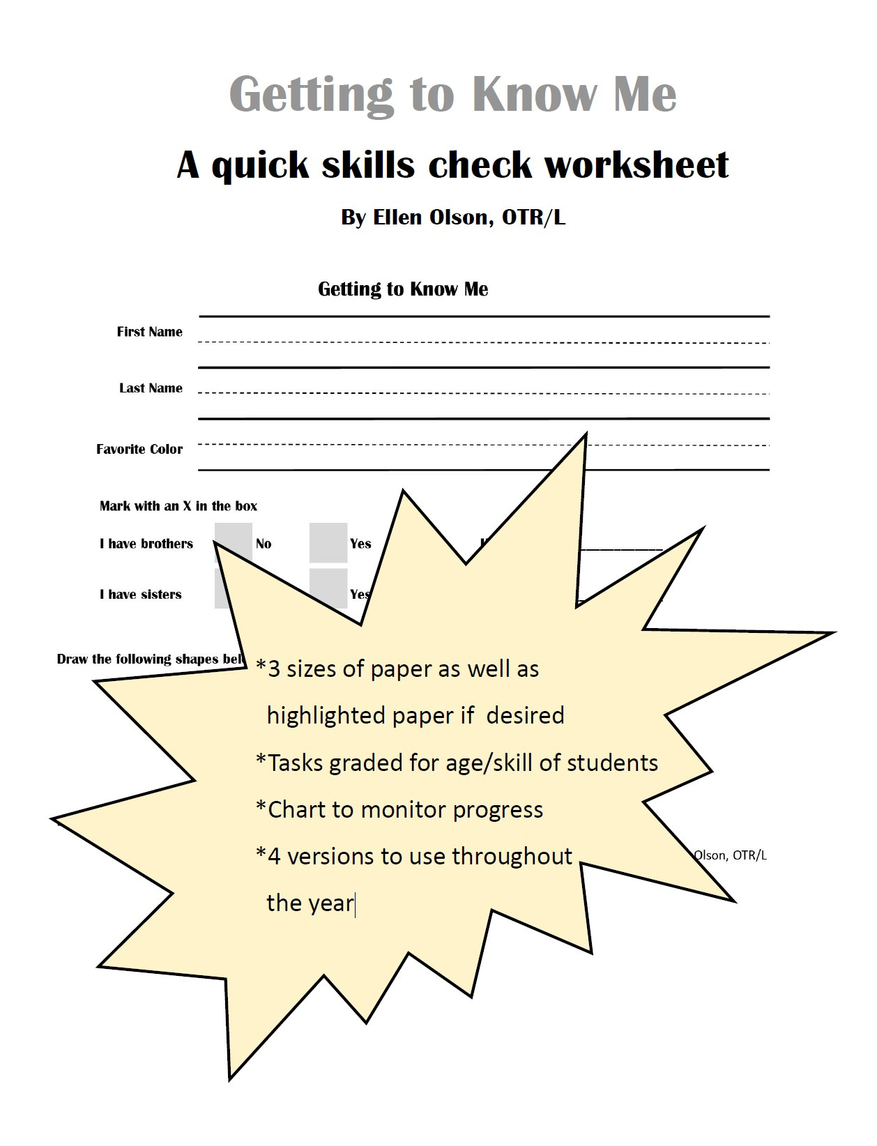 Get To Know Me Worksheet Pdf Packet - Your Therapy Source inside All About Me Worksheet Therapist Aid